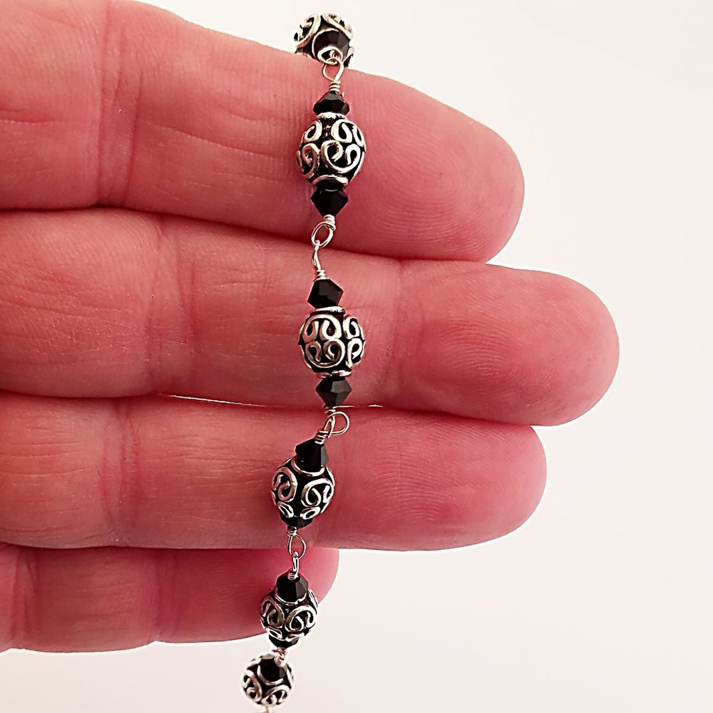 Sterling 925 Silver Bracelet w Swarovski Crystals